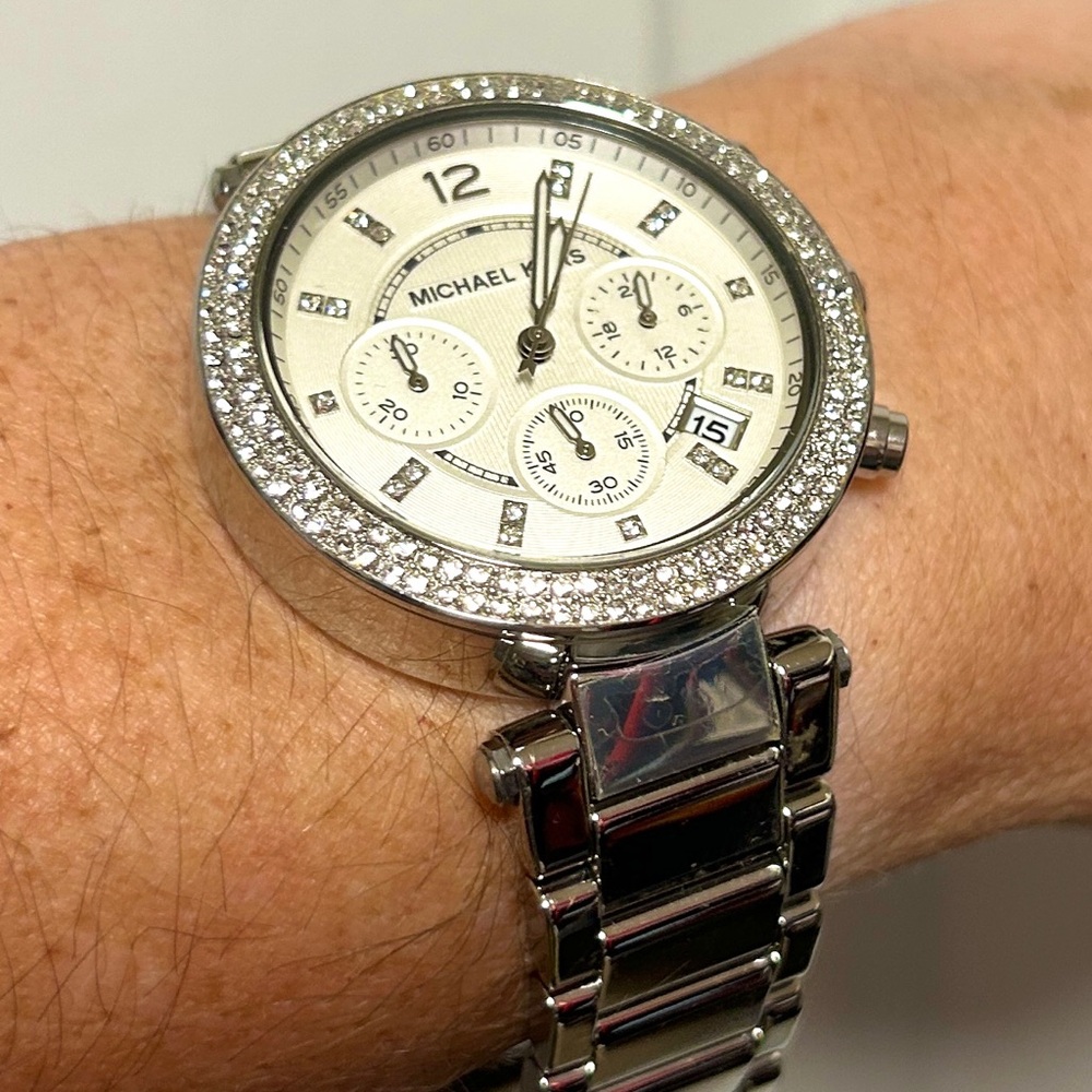 Michael Kors Silver and White Women's Watch